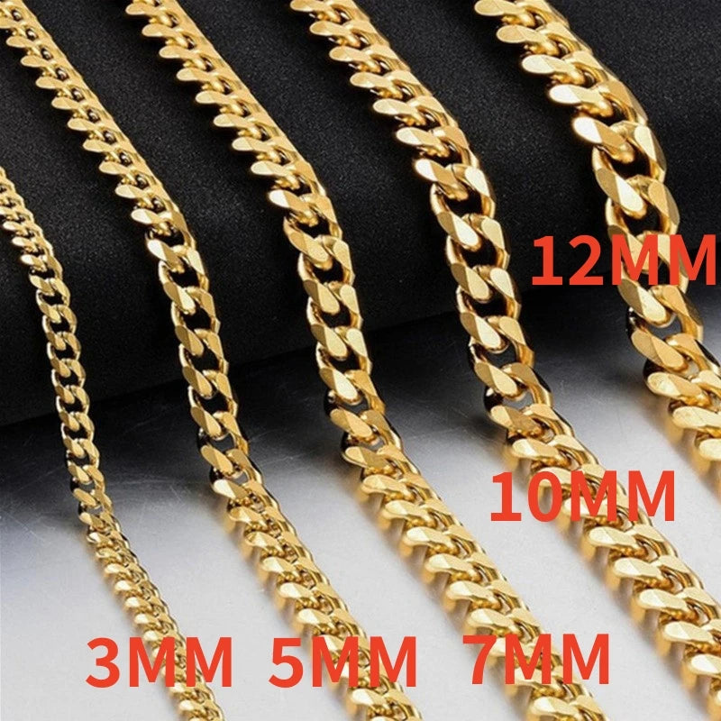 Collier chaîne cubaine en acier inoxydable 316L pour femmes et hommes.