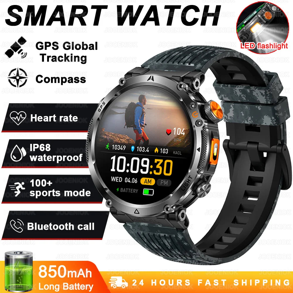 Montre Connectée Outdoor ChiBear – 1,7" AMOLED, 100+ Sports, Boussole, Torche LED, Appel BT