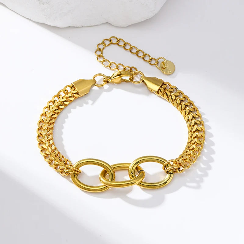 Bracelet acier inoxydable pour femmes couleur or