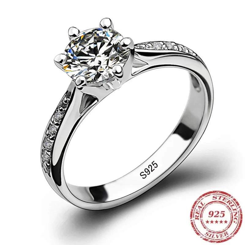 Bague classique de luxe en argent Sterling 925 pour femmes, bijoux à Six griffes, simple, diamant 70ct, imitation diamant, bague pour femmes