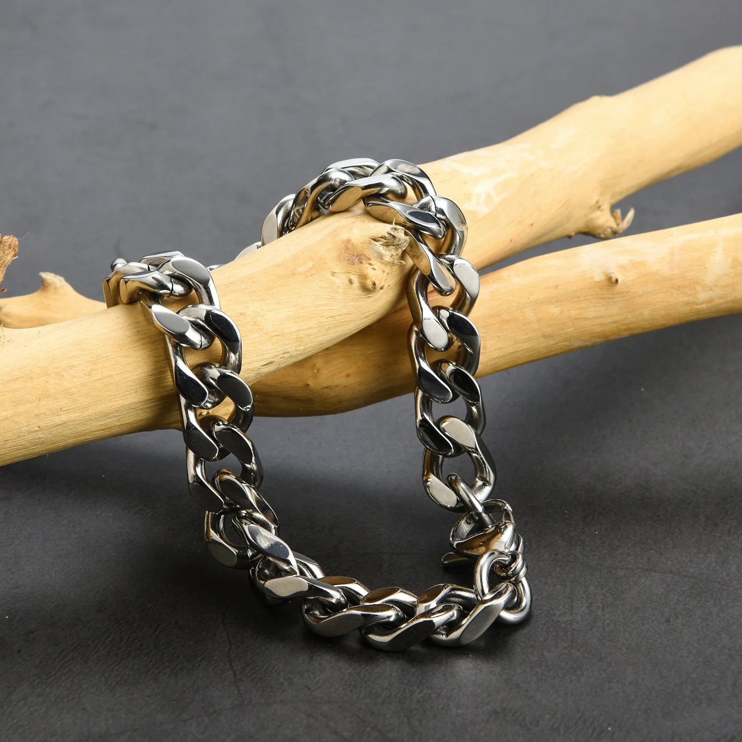 Bracelet cubain en acier inoxydable HNSP pour hommes, chaîne de main punk, accessoires de bijoux masculins, cadeau, largeur 8 mm-14 mm