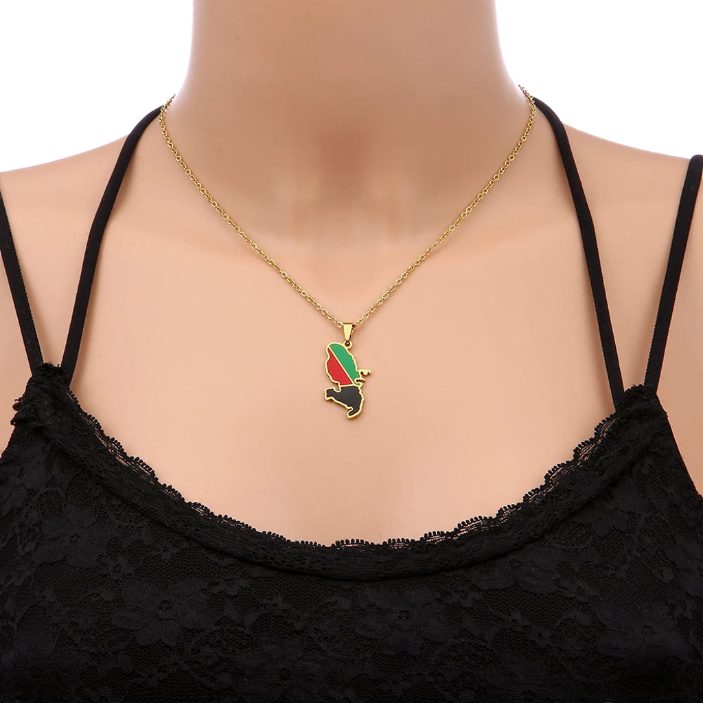 Collier Pendentif Drapeau Martinique – Acier Inoxydable Or & Argent